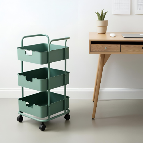 3-tier rolling cart for small ADHD workspaces