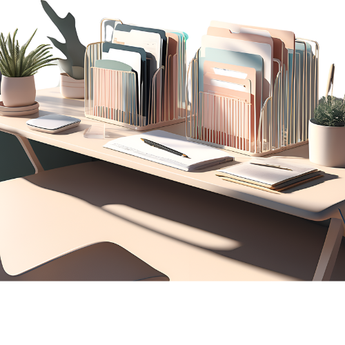 Vertical file holders to keep ADHD workspaces organized and in sight