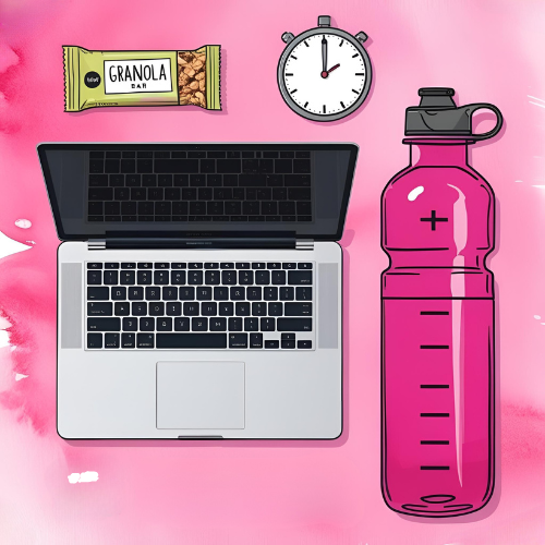 ADHD Hyperfocus Management: How to Avoid ADHD Burnout 9 Water bottle and snack station for ADHD hyperfocus preparation