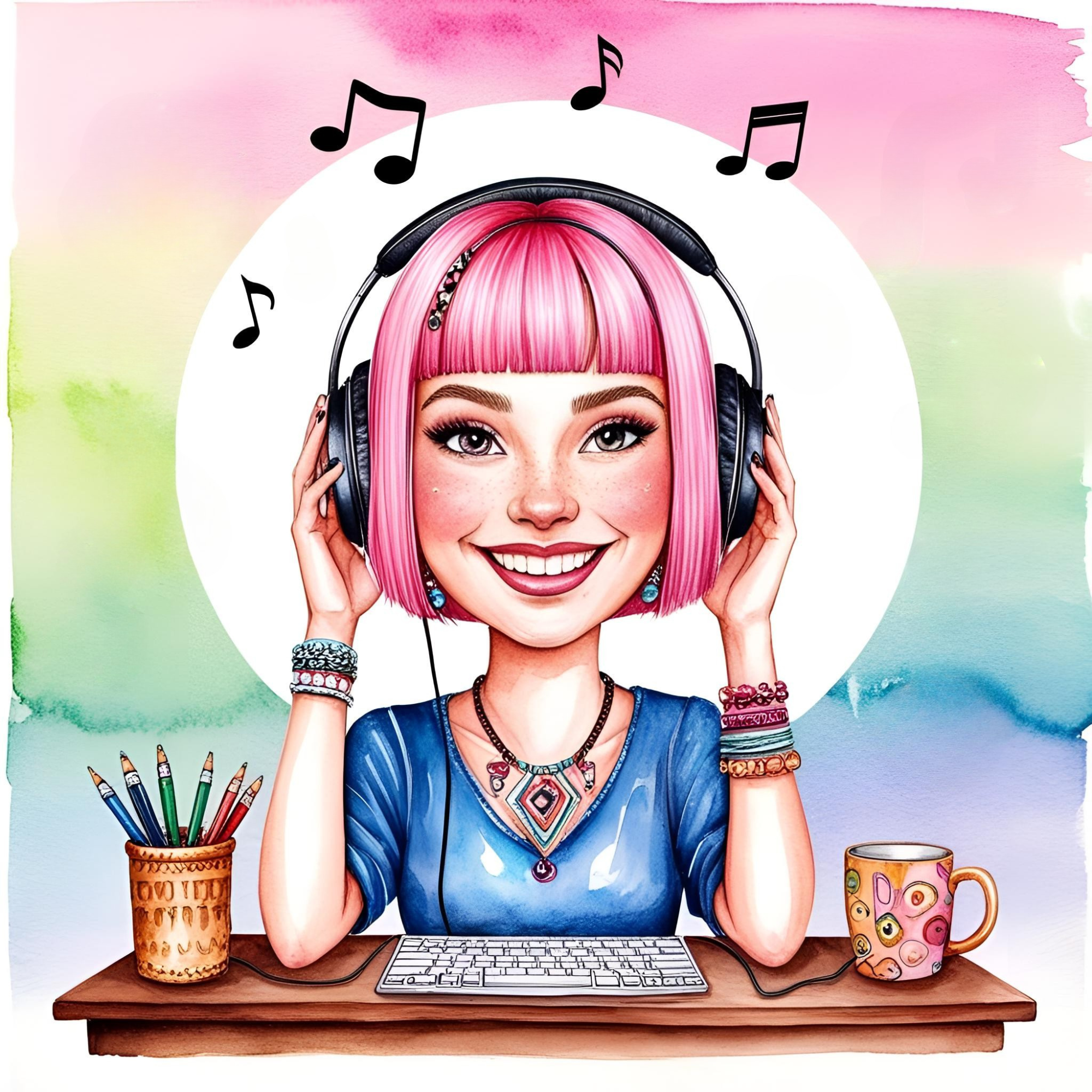 Best Noise-Canceling Headphones for ADHD Focus 2 Woman at her desk listening to music on noise-canceling headphones for ADHD