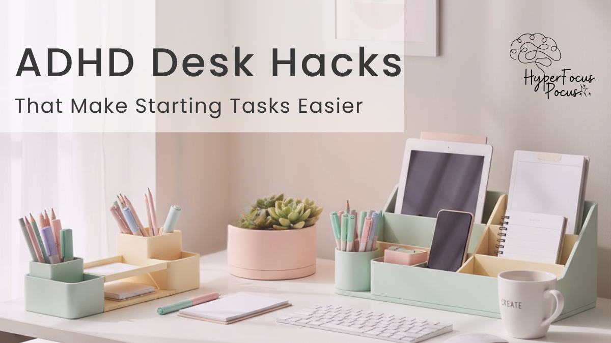 Organized home office desk with minimal clutter and clear workspace