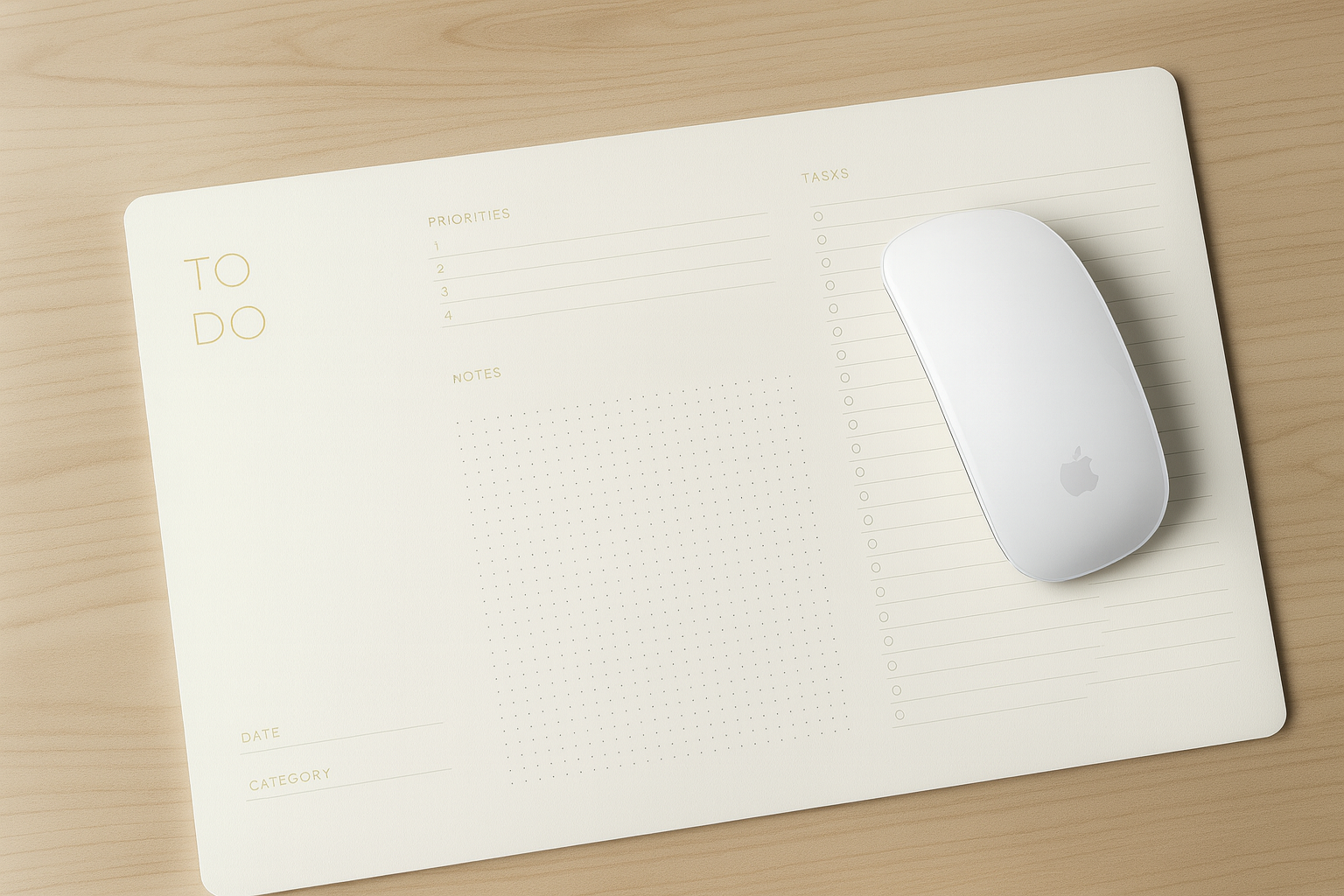 Large to-do list desk pad combined with a mouse pad.